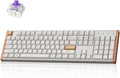 Keychron K10 HE Hall Effect Keyboard Wireless Magnetic Switch Hot Swappable Adjustable Actuation Rapid Trigger Mode with Aluminum + Wood Frame Full-Size Custom RGB for Mac Windows Linux - White