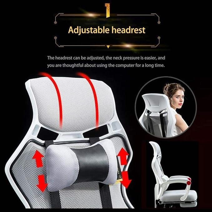 Office Chair E-Sports Chair Swivel Chair Video Game Chair Ergonomic Office Chair with Footrest Reclining Racing Style Chair Chair (Color : Gray) Needed
