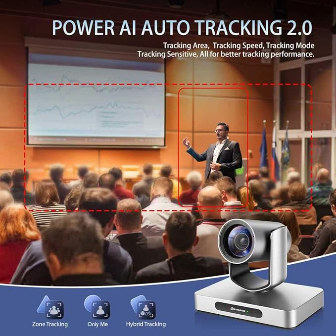 AVKANS 4K NDI PTZ Camera HDMI SDI AI AUTO Tracking PTZ Camera with IP Live Streaming for Church Worship Live Events PoE Support