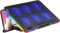 Universal Laptop Stand RGB Lighting Gaming Style 6 Fans LED Screen 12-15.6 Inch Laptop Cooling Pad with Mobile Phone Holder