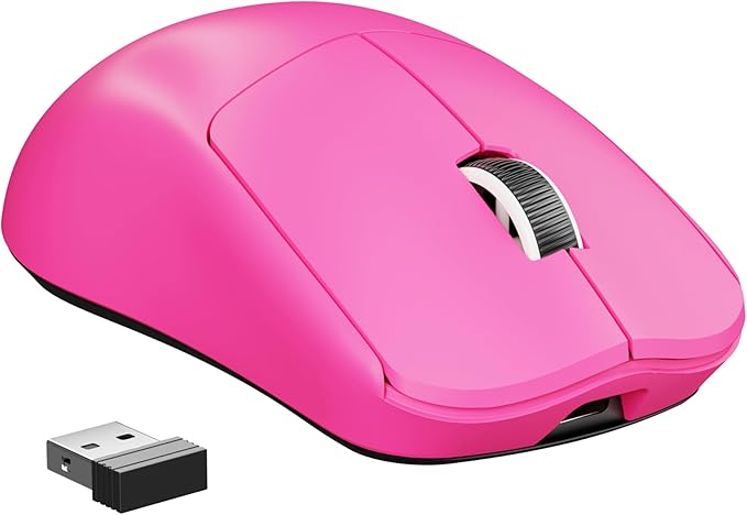 X23Pro Wireless Gaming Mouse 59g Ultra-Lightweight 800mAh Rechargeable Mouse PAW3311 Sensor 12000 DPI Tri-Mode Wireless Mouses with 6 Programmable Buttons Grip Tape for PC/Mac Pink