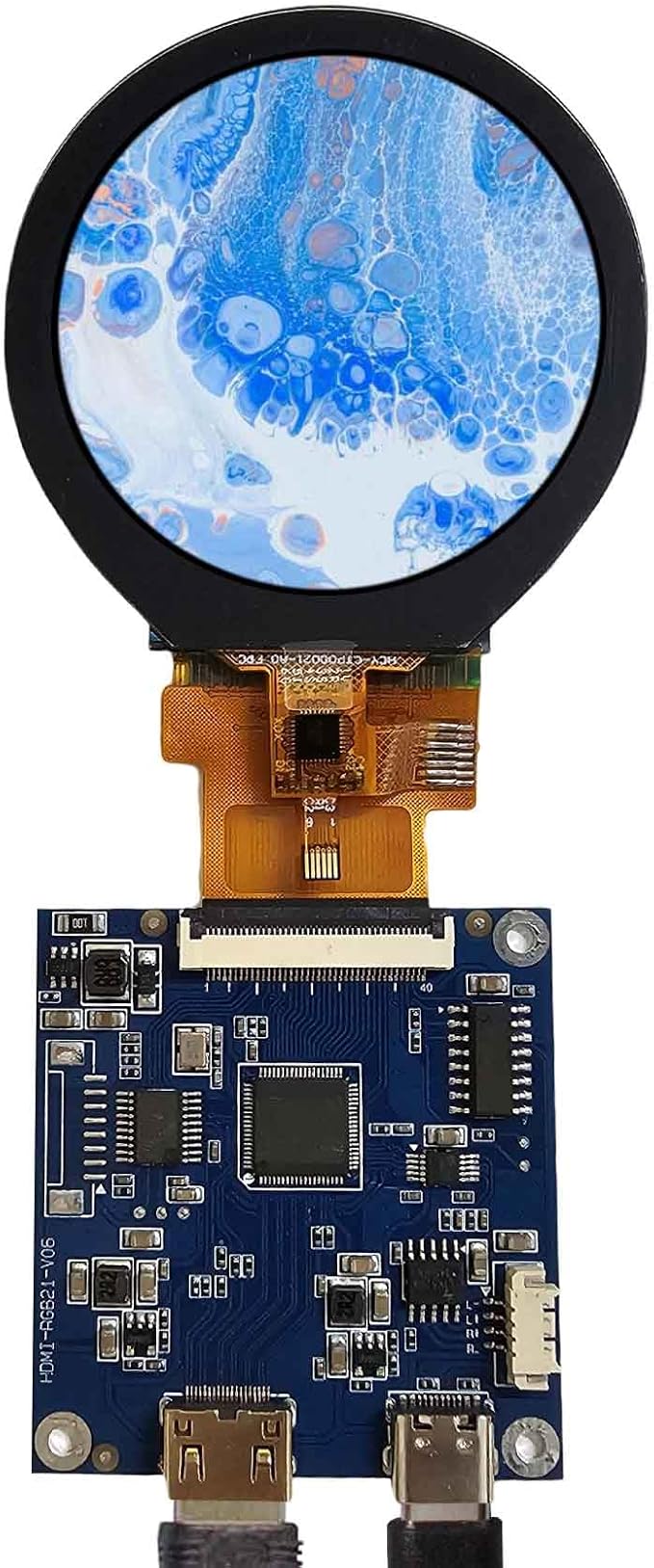 2.1 inch 480X480 IPS MIPI 300nit Circle LCD Touch Screen and 40 pins Controller Board