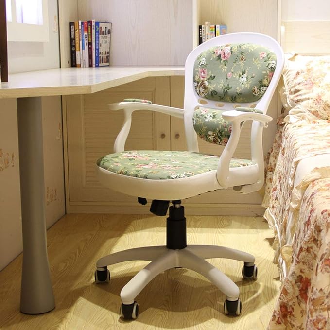 Office Chair Gaming Chair Computer Chair European Style Reclining Computer Chair Office Chair Computer Desk Fabric Floral Decoration Height Adjustabl with Fixed Armres