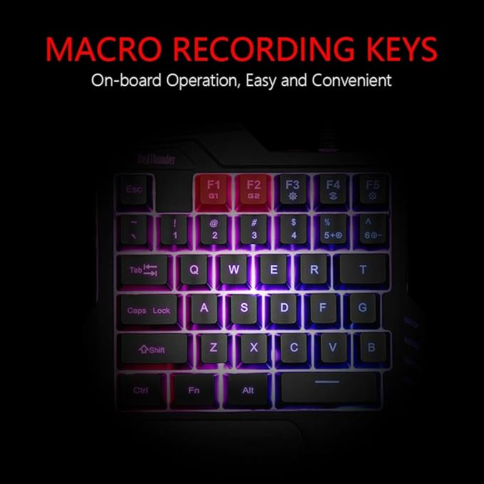 RedThunder One-Handed RGB Gaming Keyboard and Mouse Combo 35 Keys Mini Gaming Keypad 6400 DPI Mouse Portable Game Controller for PC Gamer