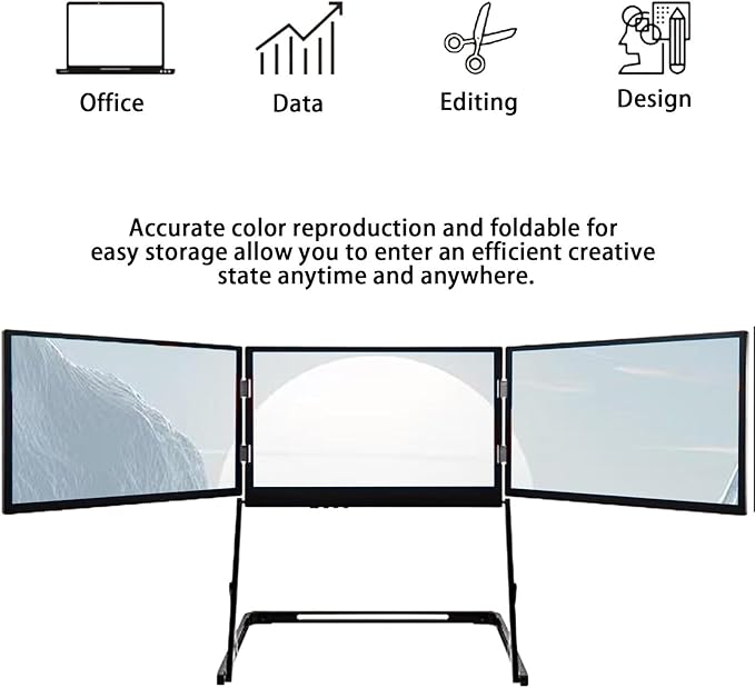 Laptop Dual Monitors Display Extender 15.6-inch Portable Laptop Screen Extender Thin and Light Foldable Design Creating a Mobile Multi-Screen System Perfect for Business Travel