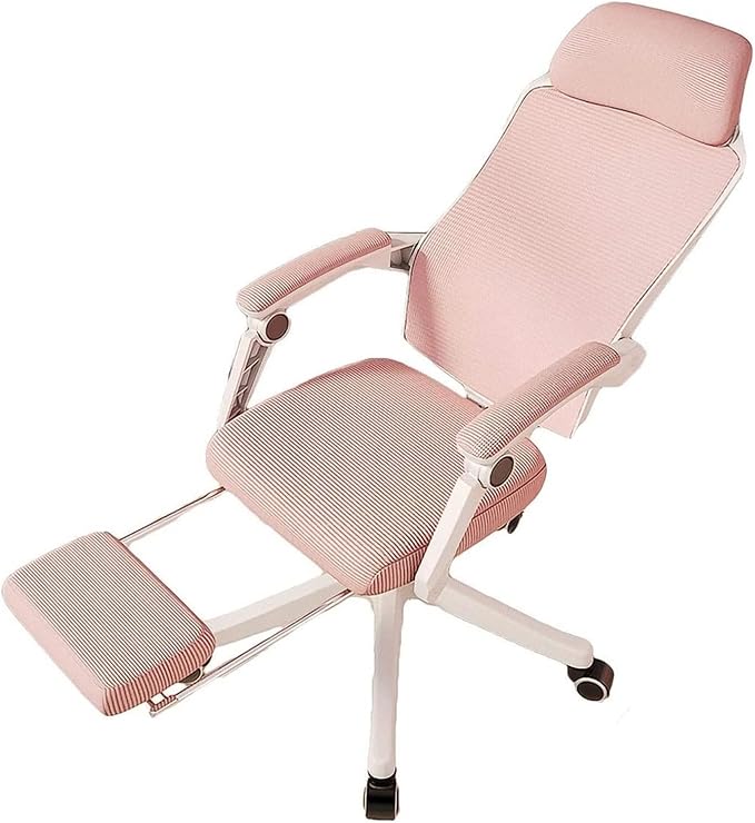 Office Chair Gaming Chair Ergonomic Gaming Table and Chair Headrest Work Chair High Back Computer Chair Footstool Swivel Chair Chair (Size : Pink) Needed
