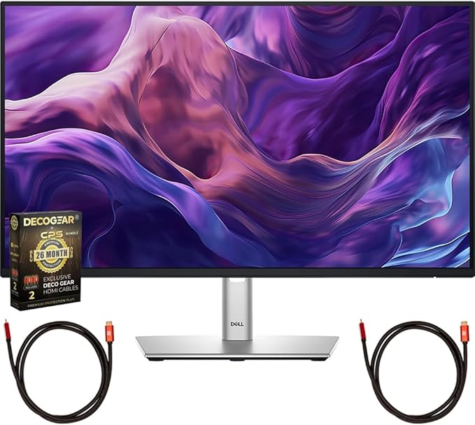 Dell DELL-P2425H 24 inch Full HD 1080p 16:9 LED Monitor Black/Silver Bundle with 2X Deco Gear 6FT Universal 4K HDMI 2.0 Cable and Deco Gear CPS Exclusive 26 Month Protection Pack (BEACH-CPS-26M250)