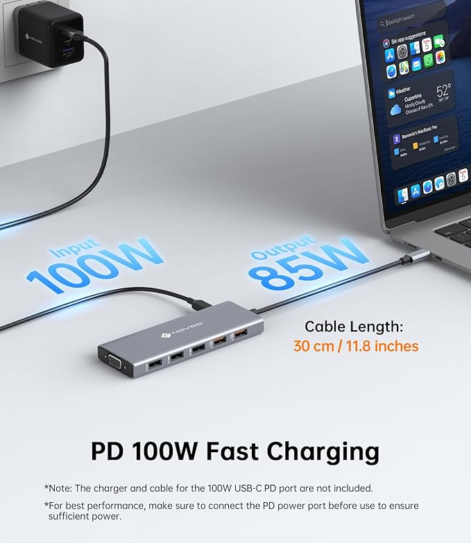 NOVOO USB C Docking Station Dual Monitor 12-in-1 USB C Hub with HDMI 4K VGA USB 10Gbps SD/TF 100W PD Multiport Adapter Compatible with MacBook Dell HP Surface
