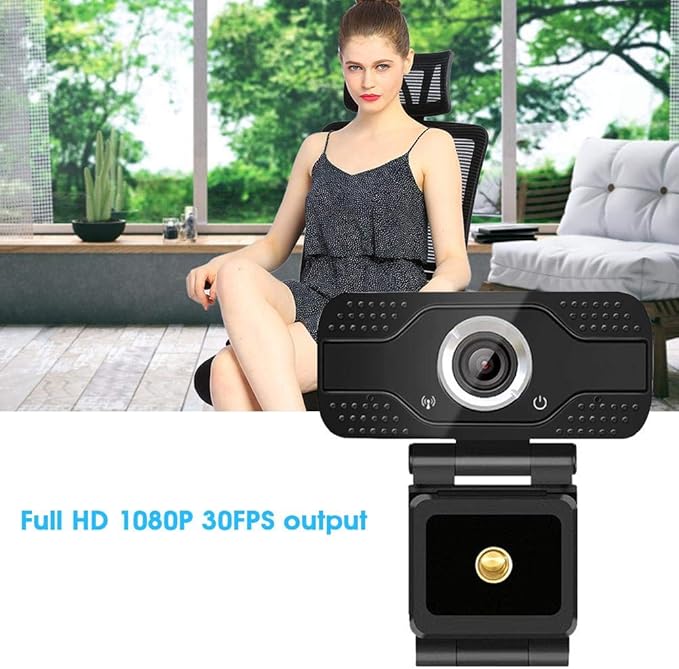 1080p HD Webcam with Microphone for Desktop - USB Plug and Play Online Class Camera Built-in Audio Pickup Perfect for Streaming &amp Video Conferencing