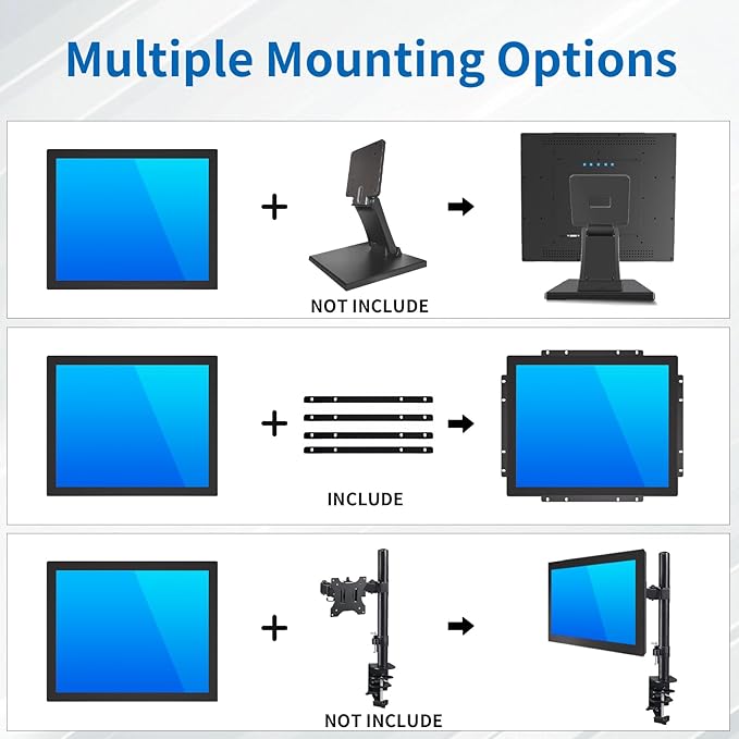 17 Inch Open Frame Touch Monitor PCAP 10-Point Touch Industrial Touchscreen Monitor with HDMI/VGA/DVI Interface Active Matrix TFT LCDLED Backlight with VESA Mount