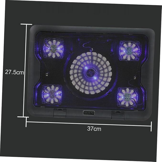 DOITOOL USB Laptop Cooling Pad with 5 Fans Cooler Base Black Multi-Angle Adjustable Laptop Cooling Device Suitable for Gaming and Office Use