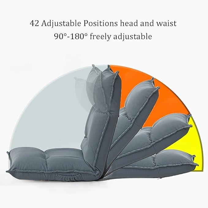 ELEFOCUS Folding Floor Gaming Chair with Back Support Adults Floor Chair with 42 Adjustable Positions Folding Sofa Seat Lounge Couch(Orange)