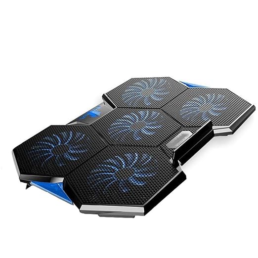 Laptop Cooling Pad Portable Utral Slim Fan Cooler with Quite Fans LED Lights Shield Holders (Black-2 Fans)