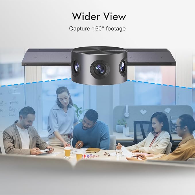 Panoramic 180° Video Camera Immersive Video Conference Experience both Overall and Speakers’ Close-up view 1080P Webcam for Huddle Room and Homebased Office Plug and Play with Micro SD Card Slot
