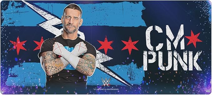 Head Case Designs Officially Licensed WWE Portrait CM Punk 37.4 x 15.75 x 0.16 inches (900 x 400 mm) - XL Gaming Office Desk PC Keyboard Mouse Mat Pad