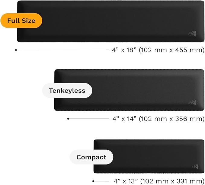 Glorious Gaming Padded Keyboard Wrist Rest (Full Size 25mm Thick) - Anti-Fray Stitched Edges Smooth Cloth Surface Anti-Slip Rubber Base Medium Firmness 440 x 100 x 25mm - Black