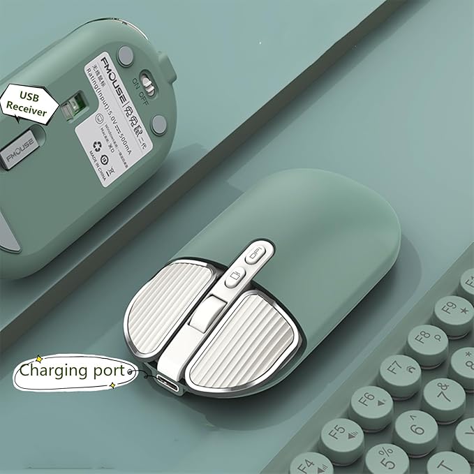 YOCUNKER Wireless Mouse 2.4G Rechargeable Silent Slim Computer Mouse with USB Receiver 3 DPI Back to Desktop Button Cordless Mice for PC Laptop Computer Desktop Windows Mac OS Office (Green)