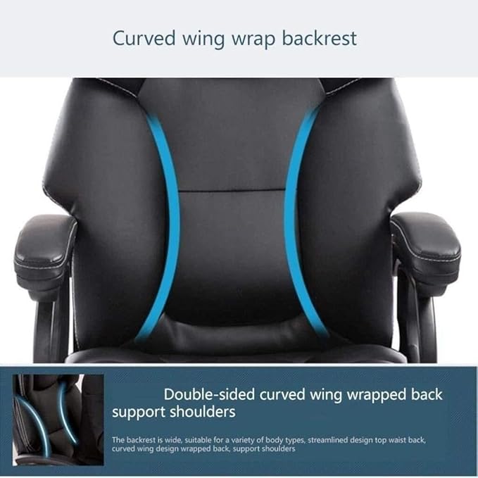 Ergonomic High-Back Office Chair with Footrest PU Leather Gaming Desk Chair Reclining 150° Adjustable Height 330lbs