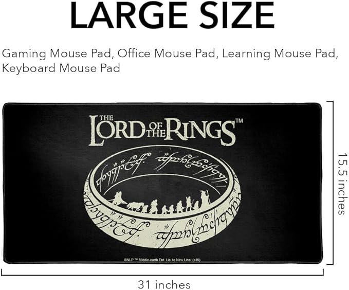 Lord of The Rings The Journey Large Gaming Mouse Pad Desk Mat with Stitched Edges Non-Slip Base for Gamer Home and Office 31.5 x 15.7
