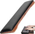 ASFSKY Keyboard Wrist Rest Ergonomic Memory Foam Wrist Pad with PU Leather &amp Wooden Base Non-Slip and Easy-to-Clean Design Wrist Support for Mechanical Keyboard Gaming &amp Office Use (Black)