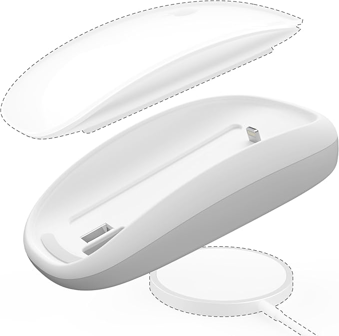 TATOFY Mouse Charger Compatible with Magic Mouse 2 (Lighting) Grip with Wireless Charging Support Ergonomic Base (White)