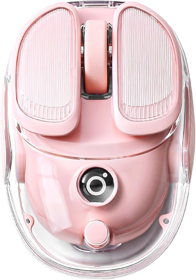 Q9 Wireless Computer Mouse 2.4GHz/Bluetooth Mouse Ergonomic Optical Mouse with RGB LightingSilent Clicks4800 DPI 4 Adjustment LevelsCompatible with PC Mac Laptop(Pink)