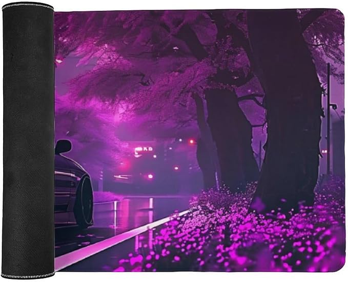 Large Mouse Pad Anime JDM Car S13 Purple Flowers Static Desk Mat Computer Accessories Gaming Office Organizers Supplies Decor Essentials Keyboard Pads for Desk Rubber 40x90cm