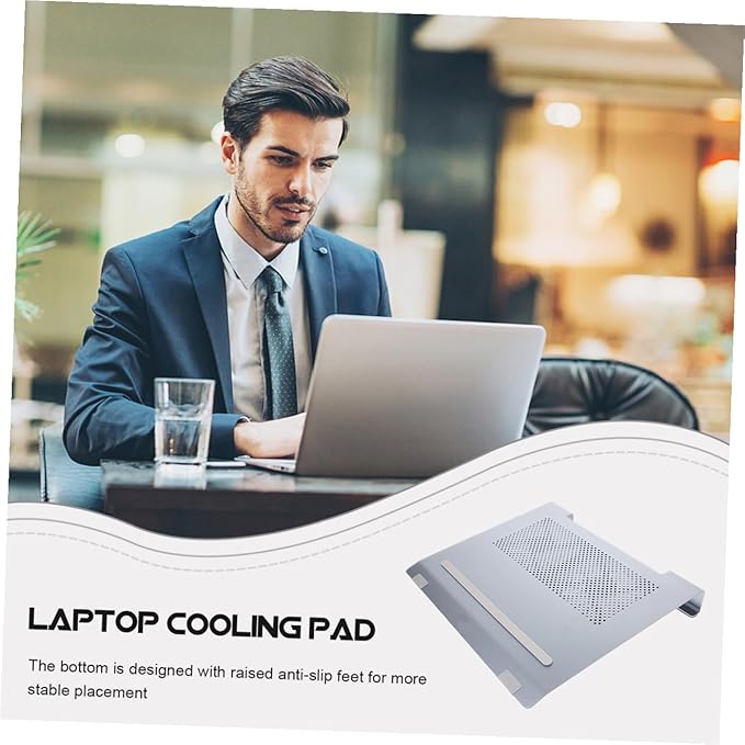 COHEALI Laptop Cooling Pad with Dual Quiet Fans Aluminum Ventilated Stand for Laptops Up to Ergonomic Height for Posture Support USB Powered Cooler with RGB Light Effects