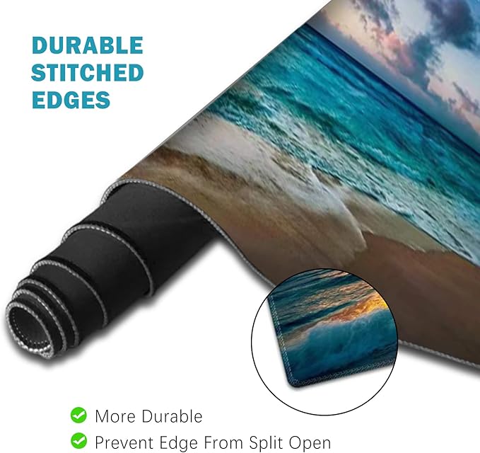 ToLuLu Extended Gaming Mouse Pad Memory Foam Ergonomic Keyboard Mouse Wrist Rest Support Set Large Desk Mat with Stitched Edges Non-Slip Base Mousepad for Home Office Game and Study Sunset