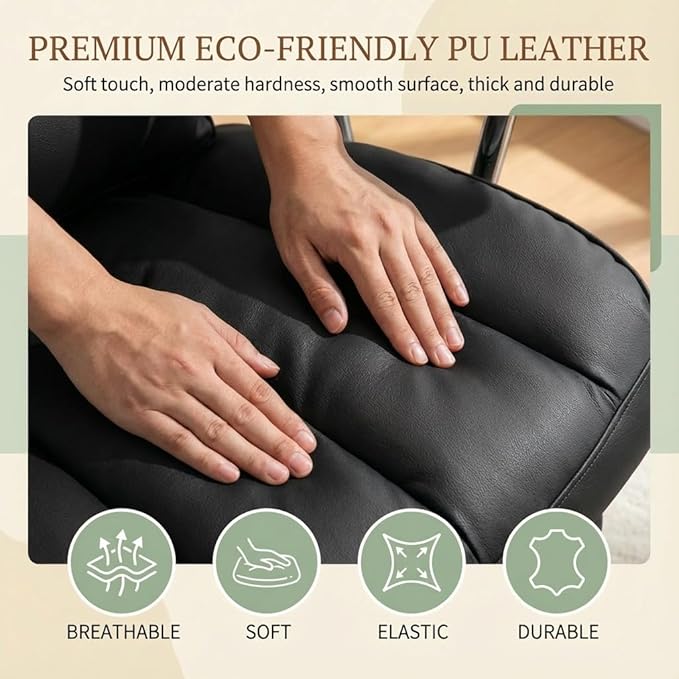 Big and Tall Office Chair 400lbs - Heavy Duty Executive Desk Chair with Footrest High Back PU Leather Ergonomic Computer Chair with Extra Wide Seat &amp Thick Cushion for Home Office (Black)