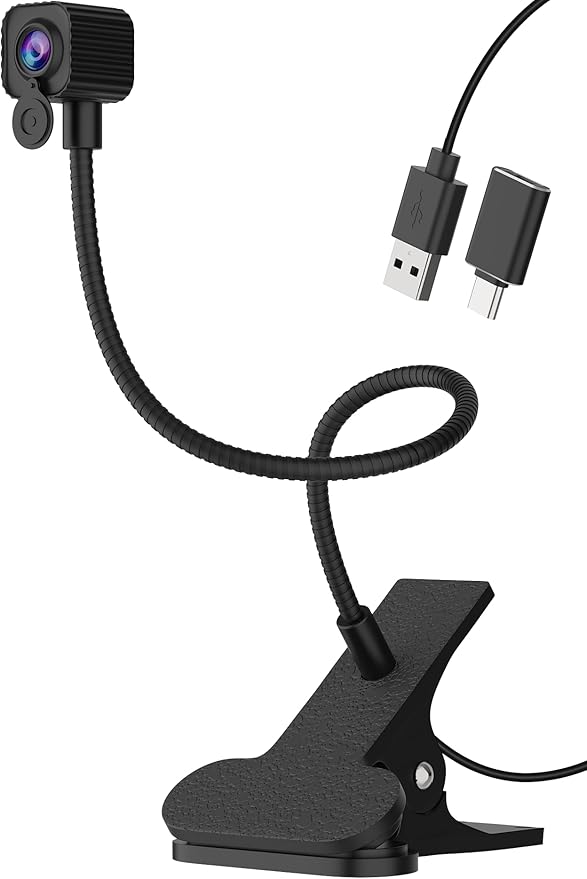 4K Center Screen Webcam with Microphone AutoFocus 4K Middle Screen Webcam USB Type-C/A Adapter Eye Level Camera Plug&ampPlay (Clamp)