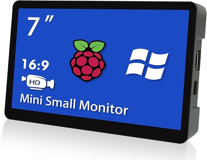 HMTECH Raspberry Pi Monitor 7 Inch HDMI Monitor 800x480 LCD Screen Display with Case Second/Extend Screen for Raspberry Pi 400/4/3/2/Zero/B/B+ Jetson Nano Win11/10/8/7 Dual Speakers Non-Touch