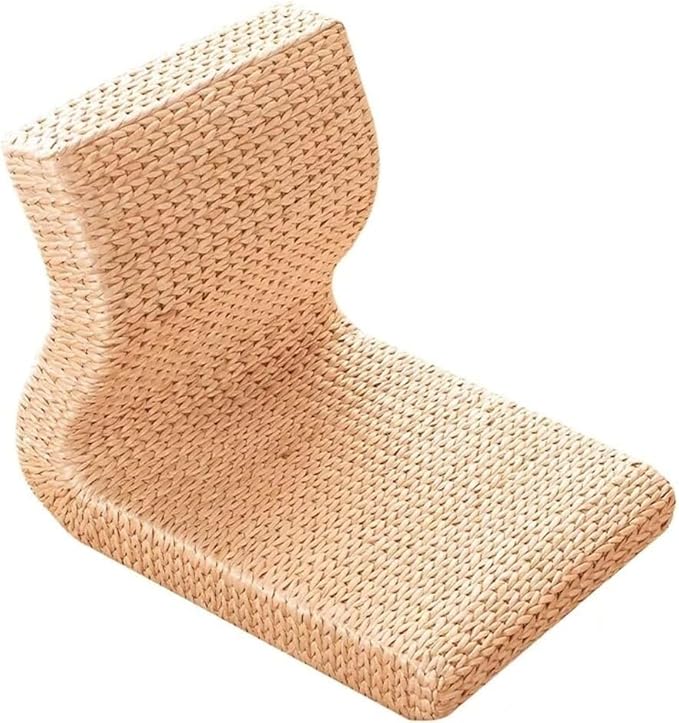 BTZHY Floor Chair Home Work Chair Handmade Straw Rattan Floor Legless Chair Tatami Backrest Chair for Balcony Bay Window Living Room Bedroom