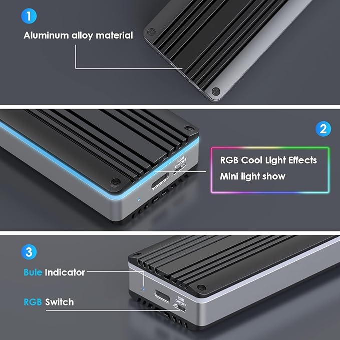 External SSD Enclosure USB-C 3.2 for 12+16 Pin MacBook SSD Hard Drive Reader for A1466 A1465 A1502 A1398 SSDs Mac Air/Pro mid 2013-2017 Portable Aluminum SSDs Case with Indicator