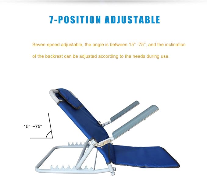 Adjustable Padded Folding Lightweight Bed Backrest Disability Adjustable Angle Breathable Fabric Sit-Up Back Rest for Orthopedic for Elderly Patient(Color: Blue) for Bed