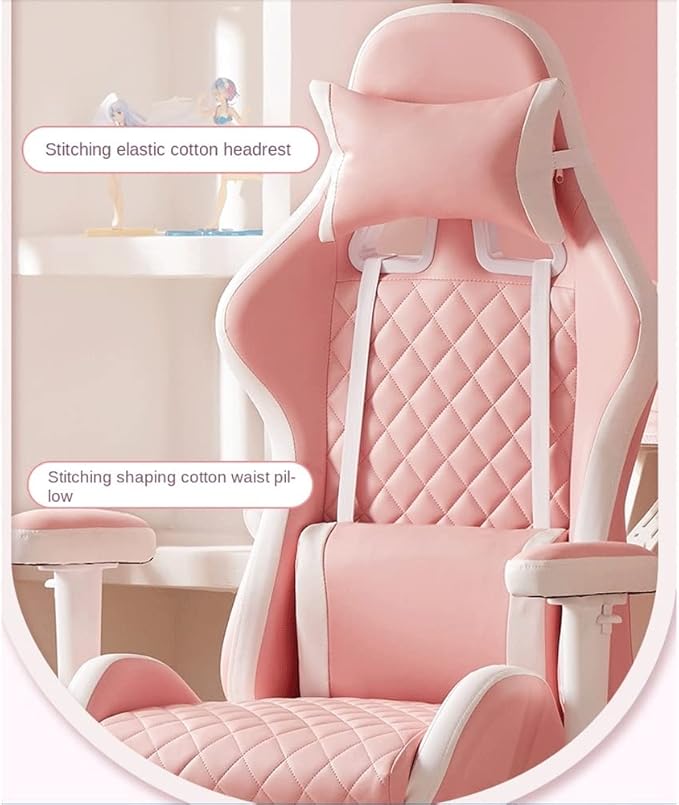 Office Chair Gaming Chair Computer Chair Ergonomic Leather Chair Girls Home Office Comfortable Game Swivel Chair Gamer Live Computer Chair (Color : D Size : Talla �nica)