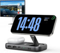 Selore USB C Hub with Wireless Charging for MacBook: 4K@60Hz HDMI 100W PD 15W Qi2 + 5W Wireless 10Gbps Ports iPhone Mirroring Docking Station &amp Magsafe Stand Space-Saving Desk Organizer(Black