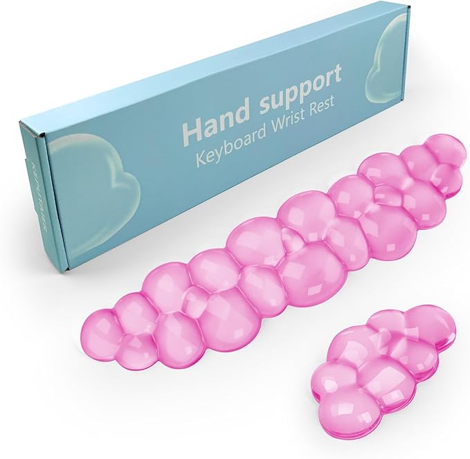 Gel Cloud Keyboard and Mouse Wrist Rest Cute Wrist Support and Arm Support Keyboard Rest for Keyboard and Mouse Typing Pain ReliefSuitable for Office/Computer/Laptop/Gaming (Pink)