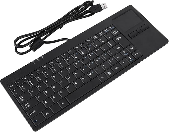 K-818 86 Keys USB Wired Computer Keyboard With Built in Touchpad USB HUB Port Mechanical Structure Ergonomic Design Mute Ultra Thin Keyboard for Notebook Desk