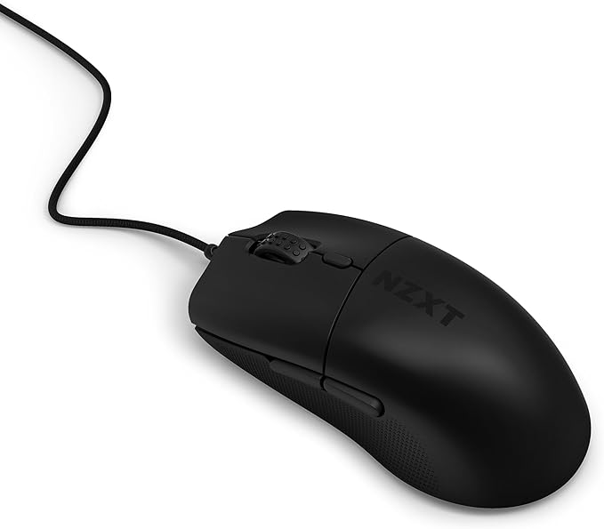 NZXT Lift 2 Ergo Lightweight Ergonomic Wired Gaming Mouse Lightweight 61 g Design 8K Polling Rate Optical Switches 26K DPI Optical Sensor 100% PTFE Feet Black