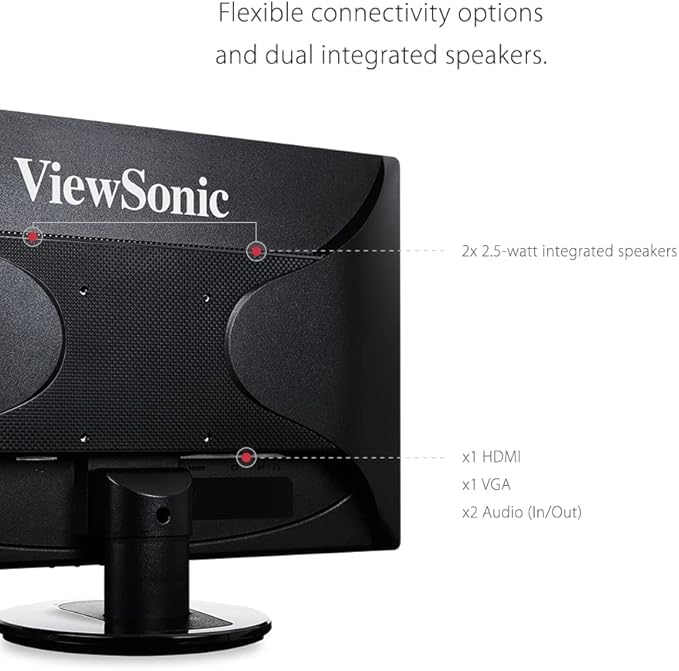 ViewSonic VA2246MH-LED 22 Inch Full HD 1080p LED Monitor with HDMI and VGA Inputs for Home and Office Black