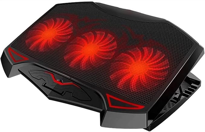 Laptop Cooling Pad 3 Fans Notebook Laptop Cooler Cooling Pad with LED Lights Dual USB Ports Red LED Lights Suitable for 12-17 Inch Laptops