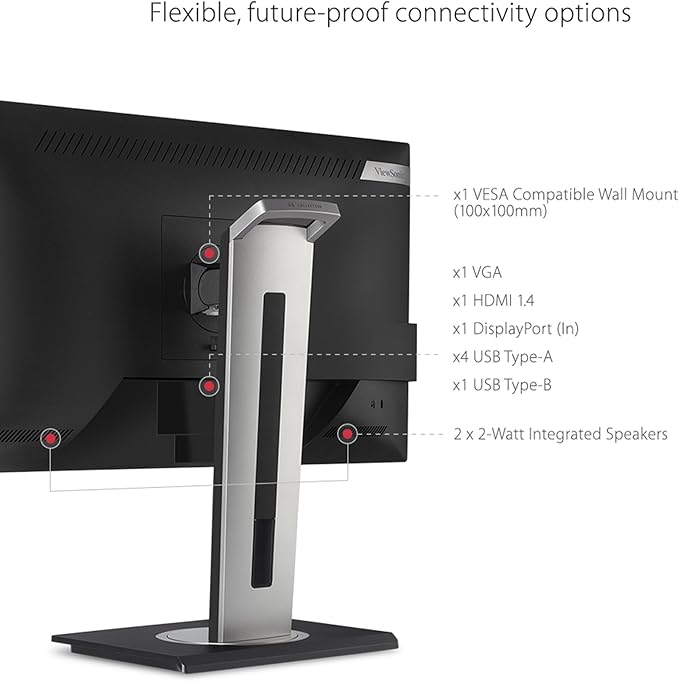 ViewSonic VG2448A 24 Inch IPS 1080p Ergonomic Monitor with Ultra-Thin Bezels HDMI DisplayPort USB VGA and 40 Degree Tilt for Home and Office