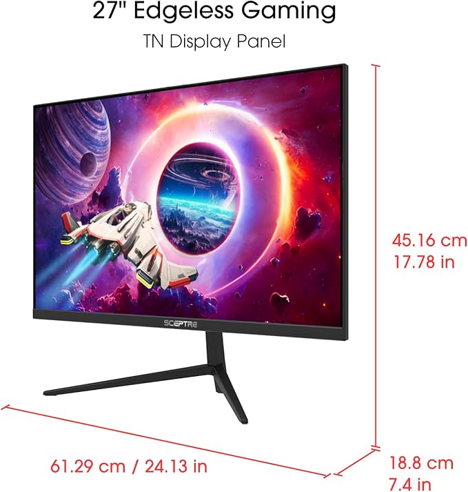 Sceptre New 27-inch Gaming Monitor 165Hz 144Hz 1ms AMD FreeSync Premium HDMI DisplayPort Build-in Speakers 99% sRGB Machine Black 2025 (E275B-FWD168 Series)