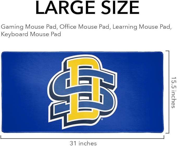 South Dakota State University Logo Large Gaming Mouse Pad Desk Mat with Stitched Edges Non-Slip Base for Gamer Home and Office 31.5 x 15.7