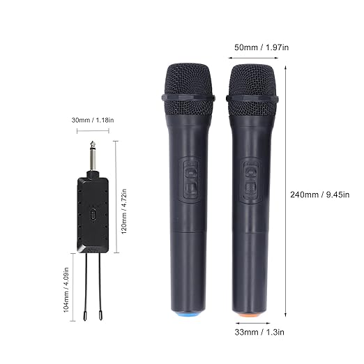 Walfront 1 to 2 Mic Wireless Noise Reduction Microphone Dynamic Mic for Karaoke Party Gathering with Clear Sound Stable Signal and No Latency