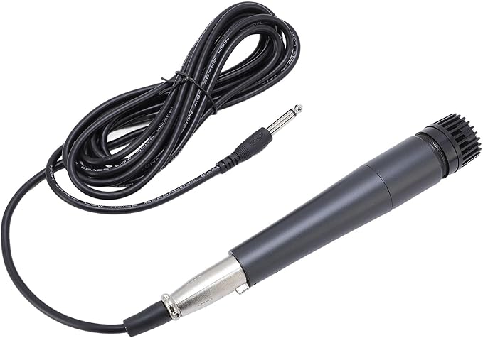Wired Dynamic Microphone Cardioid Moving Coil Handheld Mic Set with Shock Absorber Damping for Active Speakers Mixers Amplifiers No Latency Recording