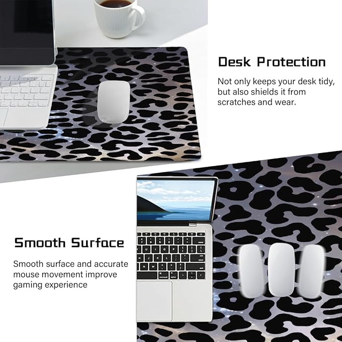 Galaxy Universe Leopard Cheetah Large Mouse Pad Gaming Mousepad Desk Mat for Desktop Computer Keyboard Waterproof Mouse Mat Desk Pad with Non-Slip Base for Game School Office Home 35.4 x 15.7
