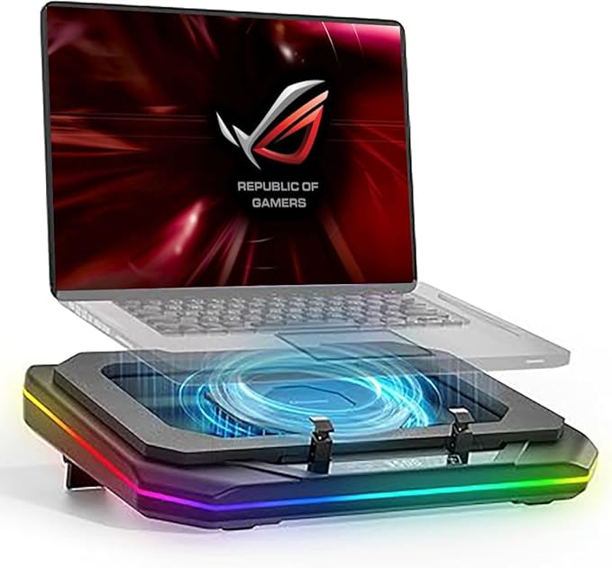 Cooling Pad for Asus ROG Strix G18 Strix Scar 18 18 inch Gaming LaptopCooler It is a Well Deserved Heat Dissipation Monsterwith Powerful Turbo Fan Can Fast Cooling 6 RGB Light Mode Touch Start
