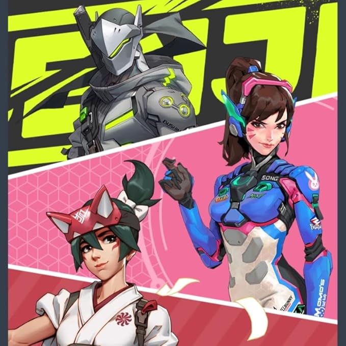 Blizzard Overwatch Large Game Mouse Pad XXL Keyboard Pad for Gamer Office &amp Home Non-slip rubber base Extended Mice Mat with Stitched Edge Smooth Stable and Durable 31.5*11.8in (The Kiriko Re
